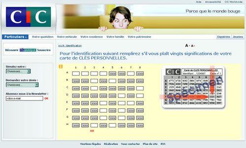 Imitation frauduleuse du site cic.fr