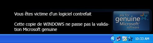 Afin d’enrayer la distribution de copies illégales de Windows XP, Microsoft a modifié le système de notification au sein du module WGA